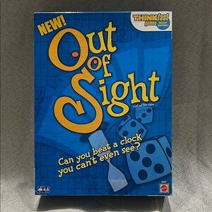 2008 Mattel Out of Sight Games Blue Dice and card game